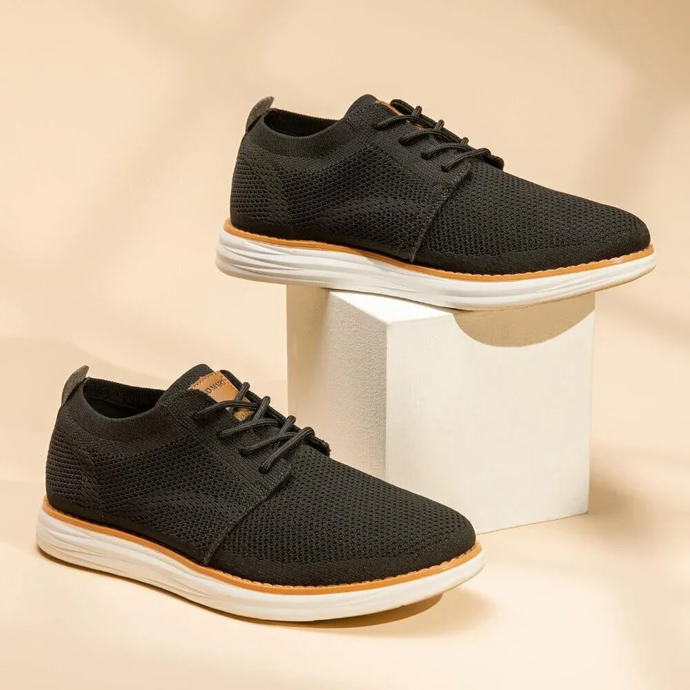 Men's KnitFlex Breeze Mesh Sneakers Oxford Lace-up Lightweight Casual Walking Sh